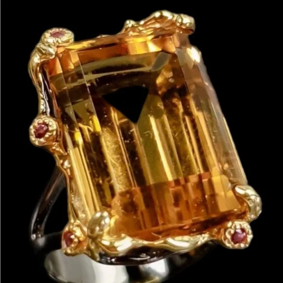 Outstanding Genuine Golden Citrine Ring 24 CTW Gemstone! - Picture 4 of 5